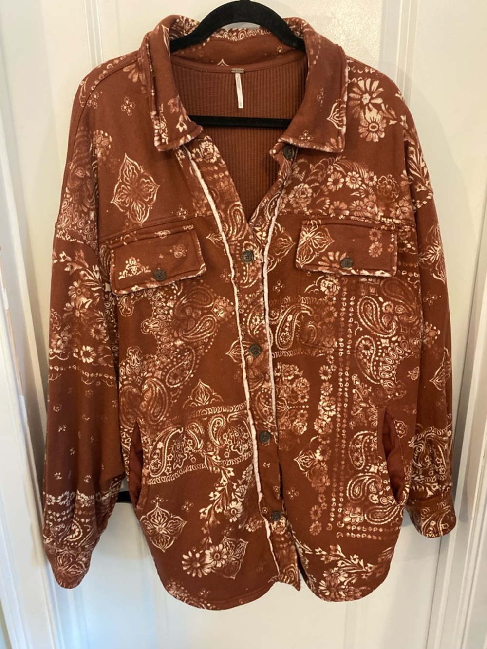 Free People Thermal Bandana Print Shacket Jacket - Picture 4 of 11